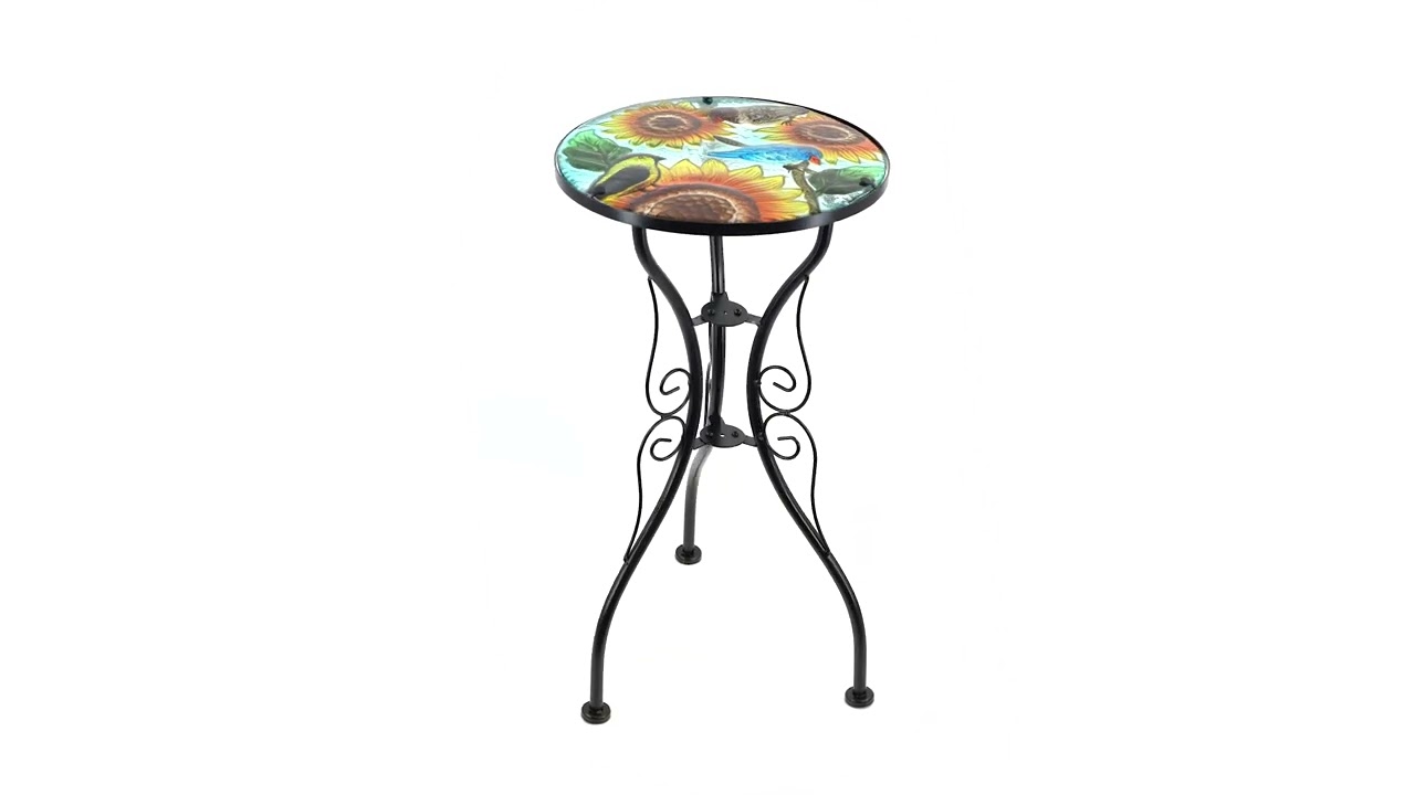 Round Side Mosaic Table With Sunflower Design