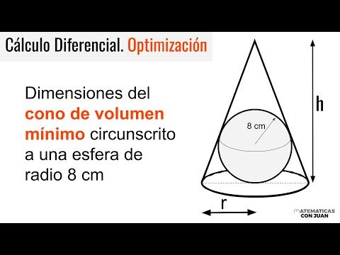 CONO DE VOLUMEN MÍNIMO CIRCUNSCRITO A UNA ESFERA DE 8 cm DE RADIO. Cálculo Diferencial. Optimización