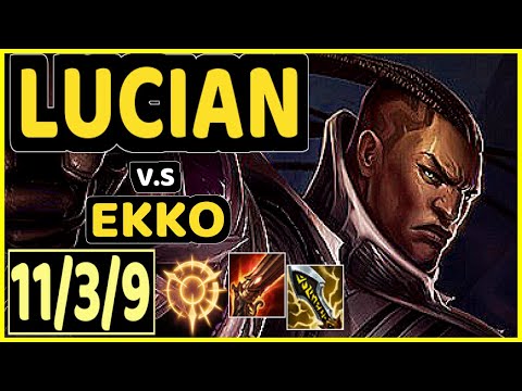 T1 FAKER (LUCIAN) vs EKKO - 11/3/9 KDA MID GAMEPLAY - KR Ranked GRANDMASTER
