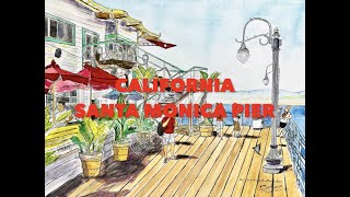 water color painting/SantaMonica Pier