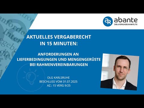 Anforderungen an Lieferbedingungen und Mengengerüste bei Rahmenvereinbarungen !