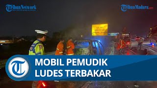 Gegara Korsleting Listrik, Mobil Pemudik Terbakar di Tol Jombang-Mojokerto, 2 Anak Balita Selamat