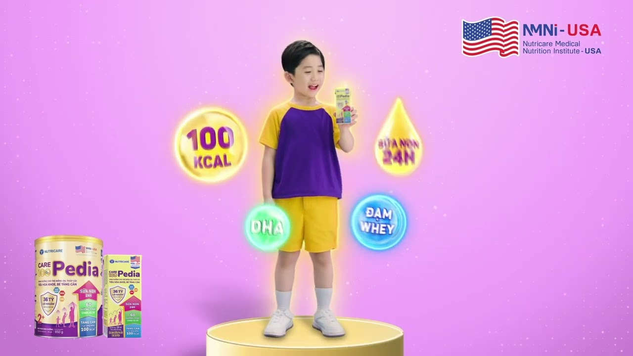Sữa Bột Nutricare Care 100 Pedia 2+ Hỗ Trợ Tăng Cân, Tăng Cường Miễn Dịch Cho Bé 850g