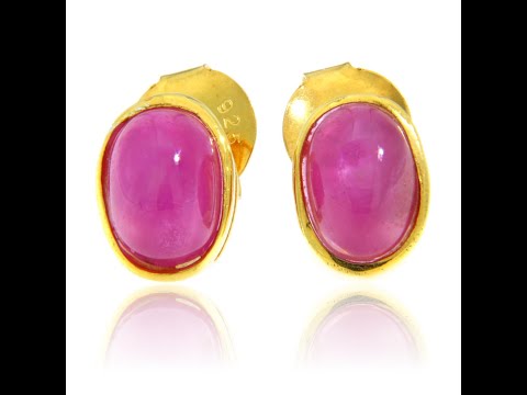 Cercei Argint 925 Accente aurite Rubin Natural - Lux si Iubire