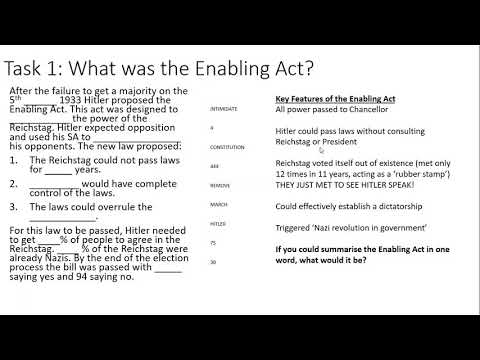 GCSE History - Weimar and Nazi Germany - Unit 3 - Lesson 2 - Enabling Act