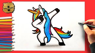 How to draw a dabbing unicorn step by step