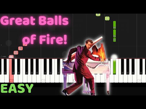 How to play Great Balls of Fire on Piano - EASY Piano Tutorial - Tunes With Tina