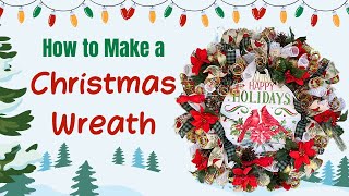 How To Make A Christmas Wreath ~ 10" Deco Mesh Christmas Wreath DIY Christmas Wreath Tutorial