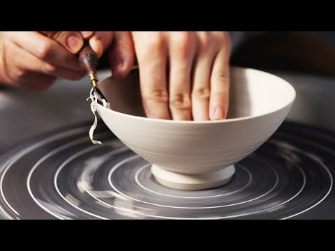Throwing and Trimming Some Porcelain Bowls on the Potter's Wheel