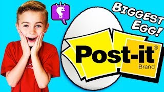 World's Biggest POST-IT Surprise Egg! Giant Arts N Crafts Family Fun HobbyKidsTV