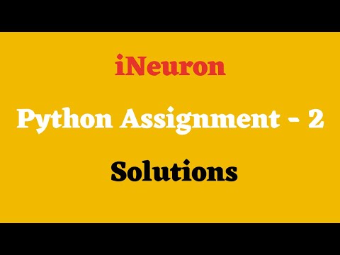 Ineuron Python Assignment 2 Solution Data Science