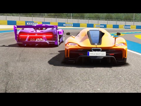 Koenigsegg Jesko Absolut vs Bugatti Vision GT at La Sarthe ( No Chicane )