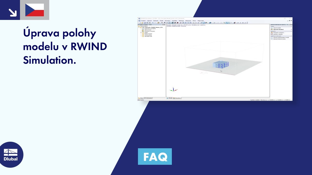 Úprava polohy modelu v RWIND Simulation.