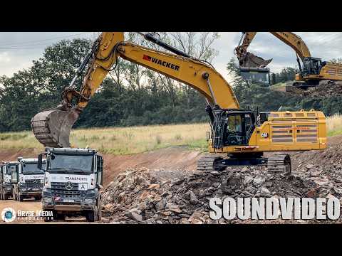 CAT 374 Großbagger - 72 Tonnen Einsatzgewicht -Stahlkoloss auf Kette- Autobahnbau- ACHTUNG BAUSTELLE