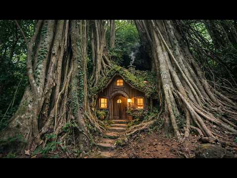 Alone Surviving in the Forest | Building a Shelter Under a Thousand-Year-Old Tree