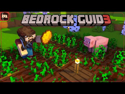 FIRST Food Farm for Early Game | Bedrock Guide S3 Ep2 | Minecraft Tutorial Survival Lets Play