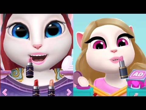 Lipstick 👄💄🖌️ Makeup My Talking Angela Vs My Talking Angela 2 ( Ios Android Gameplay )