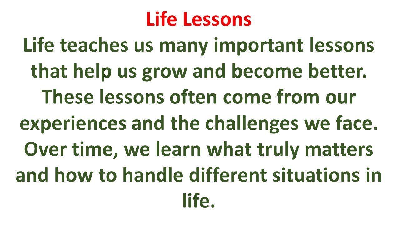 Life Lesson essay