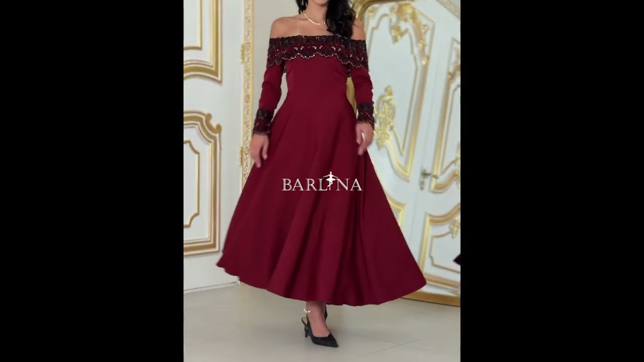 Burgundy off-shoulder midi dress - XXL