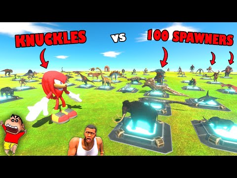 KNUCKLES vs 100 SPAWNERS in Animal Revolt Battle Simulator with SHINCHAN and CHOP