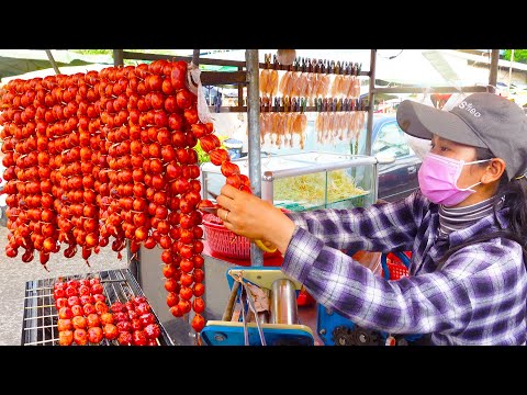 Yummy! Popular Khmer Mini Beef Sausages (Kwa Ko) & Bok Lhong @Toul Sangkae - Street Food Cambodia