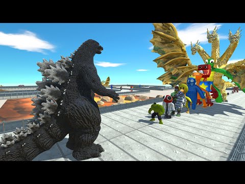 Godzilla Fight Rainbow Friends LAVA DEATH RUN - Animal Revolt Battle Simulator