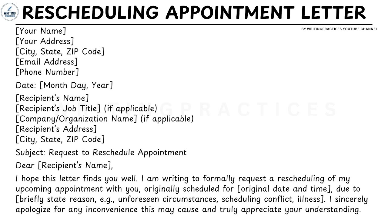 [LETTER TEMPLATE] How To Write A Rescheduling Appointment Letter Steps Guide | Writing Practices