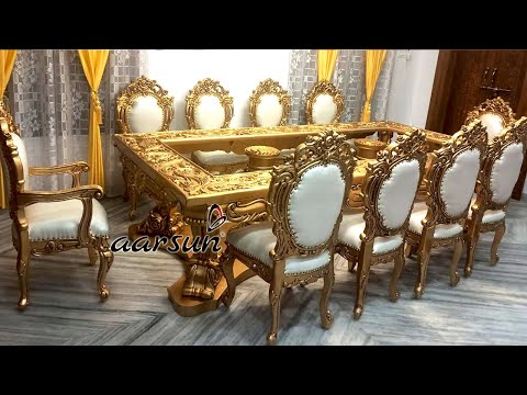 Teak wood wooden antique dining chair, with cushion, set siz...