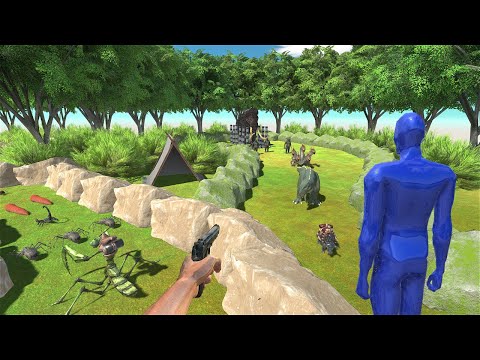 FPS AVATAR SAVES WOOLLY MAMMOTH FROM DEADLY CAMPSITE - Animal Revolt Battle Simulator ARBS