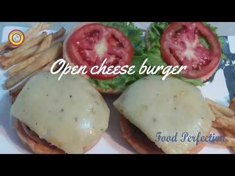 Cheeseburger recipe | Open face cheese burger | Restaurant style cheese burger | Chicken burger