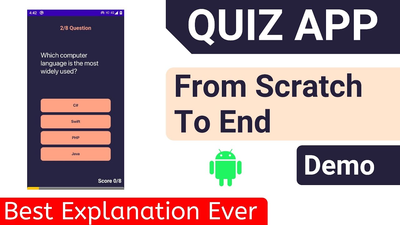 Quiz app in android studio | Android tutorials for beginners