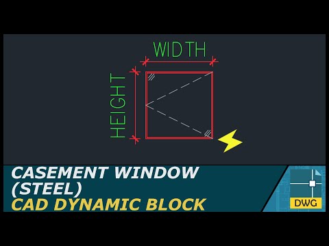 Casement Window (Steel): AutoCAD Dynamic Block (Elevation View)