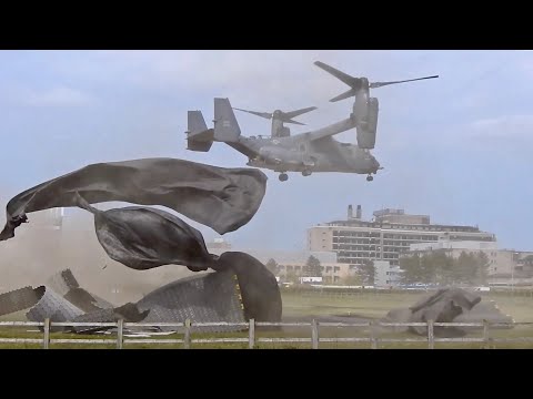 Air Force Osprey Accidentally Annihilates This Hospital's Helipad With Its Rotor Downwash