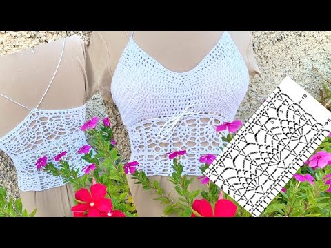 Top crosetat cu ananasi. Tutorial pas cu pas cu schema