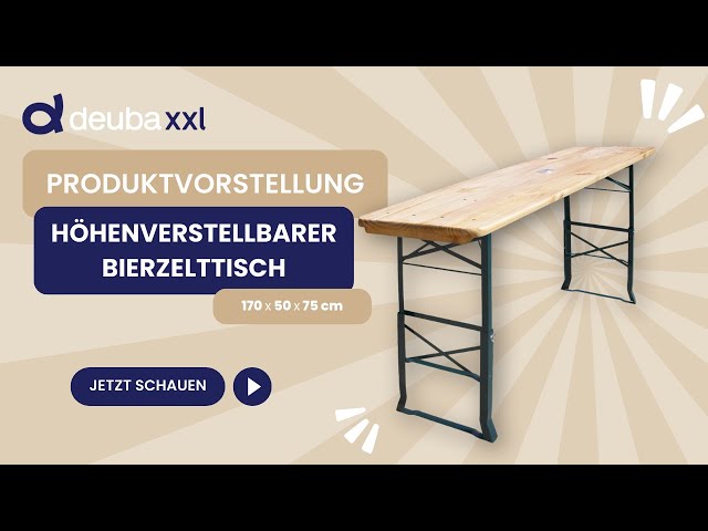 Video Teaser für CASARIA® Bierzelttisch 170x50x75-105cm höhenverstellbar