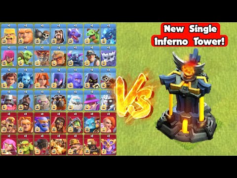 New Max Single Inferno Tower vs All Max Troop! - Clash of Clans