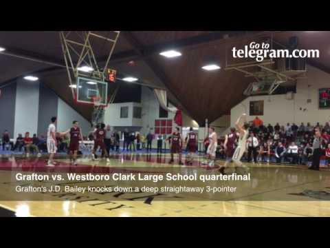 Grafton's J.D. Bailey knocks down a deep straightaway 3-pointer in the 2nd quarter vs. Westboro