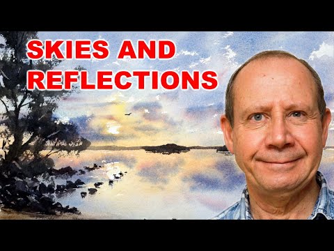 Watercolor painting of skies and reflections - full step by step watercolour painting demonstration.