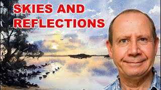 Watercolor painting of skies and reflections - full step by step watercolour painting demonstration.