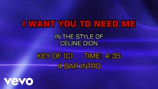 Céline Dion - I Want You To Need Me (Karaoke)