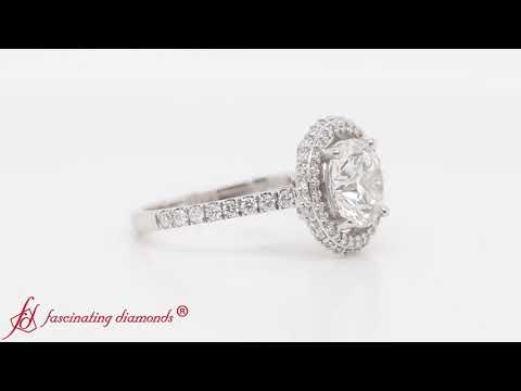 Petite Under Halo Lab Created Diamond Engagement Ring