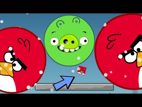 Angry Birds Kick Out Green Pigs - TWO SMALLEST AND BIGGEST BIRDS FORCE OUT ONE PIGGIES!