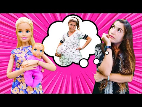 Barbie game with Ümit. Why is Ümit pretending to be pregnant? Babysitting game!