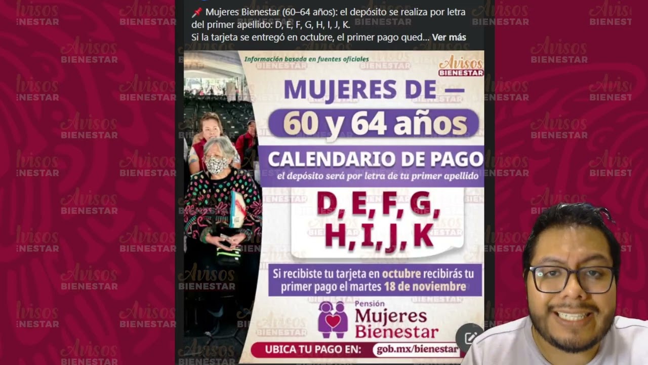 ¡URGENTE! mujeres de 60 a 64, hoy 19 de noviembre depósito de la pensión mujeres bienestar