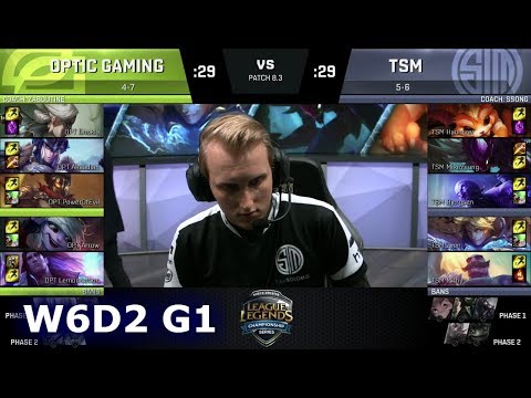 OpTic Gaming vs TSM | Week 6 Day 2 of S8 NA LCS Spring 2018 | OPT vs TSM W6D2 G1