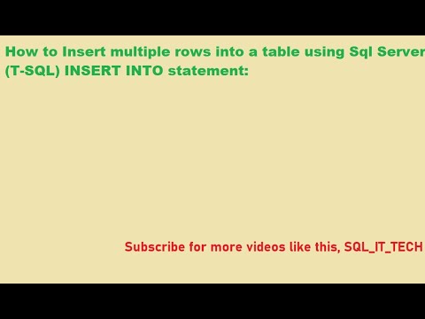 Sql Server Insert Multiple Rows