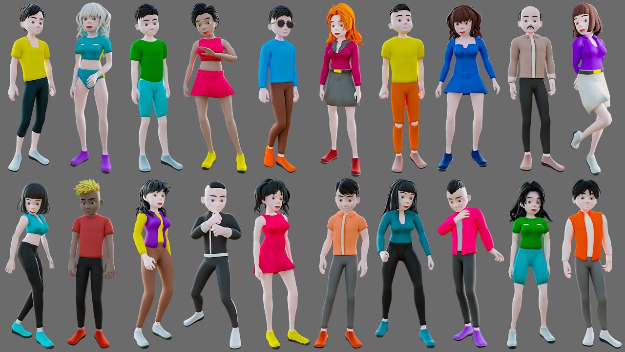 Characters man and woman 3D Model