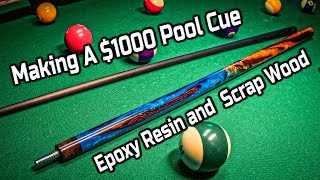 WoodTurning: Making A $1000 Pool Cue With Epoxy Resin And Scrap Wood With Carbon Fiber Shaft