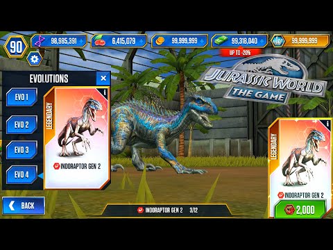 NEW INDORAPTOR GEN 2 MAX LV 40 FULL X3 FEEDING | JURASSIC WORLD THE GAME