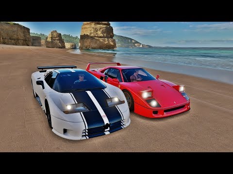 BUGATTI EB110 VS FERRARI F40 GOLIATH RACE - FORZA HORIZON 3 ONLINE GOPRO